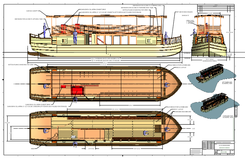 Concept drawings for the replica packet boat, Charles F Mercer